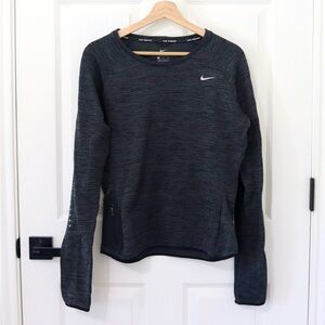 Nike Women's Dark Charcoal Long-Sleeve dry fit running zip pocket, thumb holes
